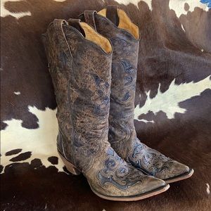 Corral Snip Toe Fashion Cowgirl Boots Black/Brown